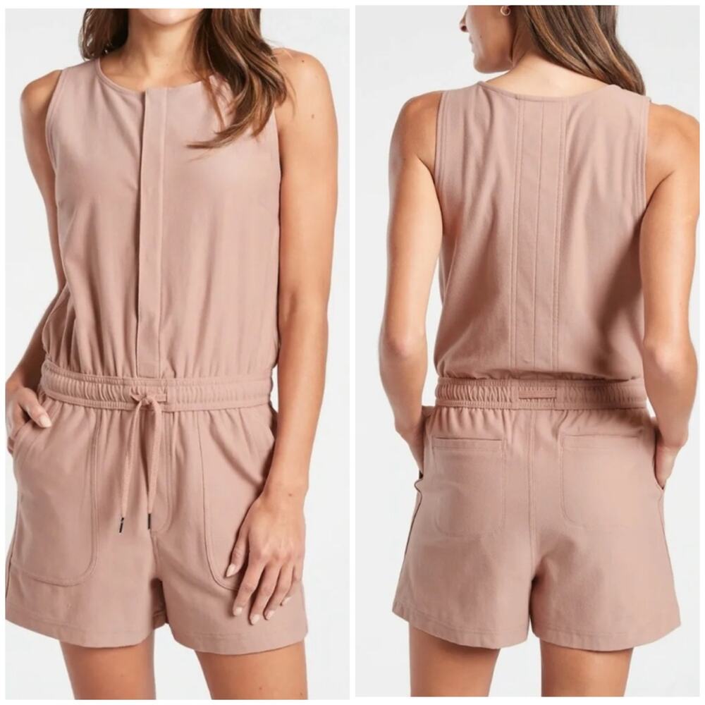Athleta Women's Farallon Romper Cotton Mocha Latte 1X NEW